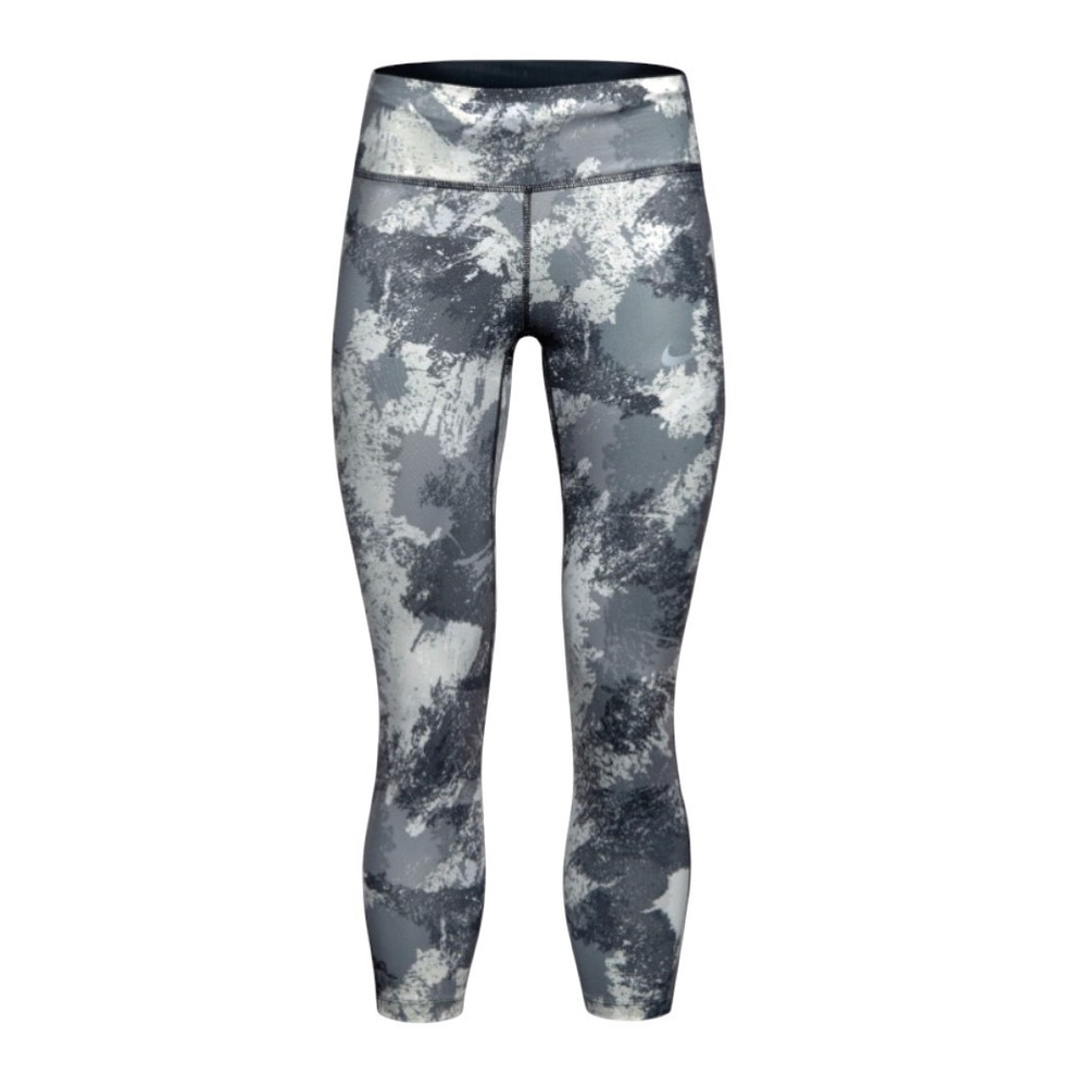 NIKE Power Essential Cropped Tight BLACK/TUMBLED GREY LEGGINGS Dri-Fit Camo L